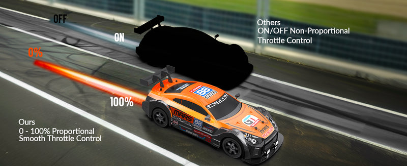 RACENT 1:16 RC Drift Car 4WD 18KM/H, 2 batterie, modello sportivo veicolo giocattolo per bambini, ragazzi, adulti