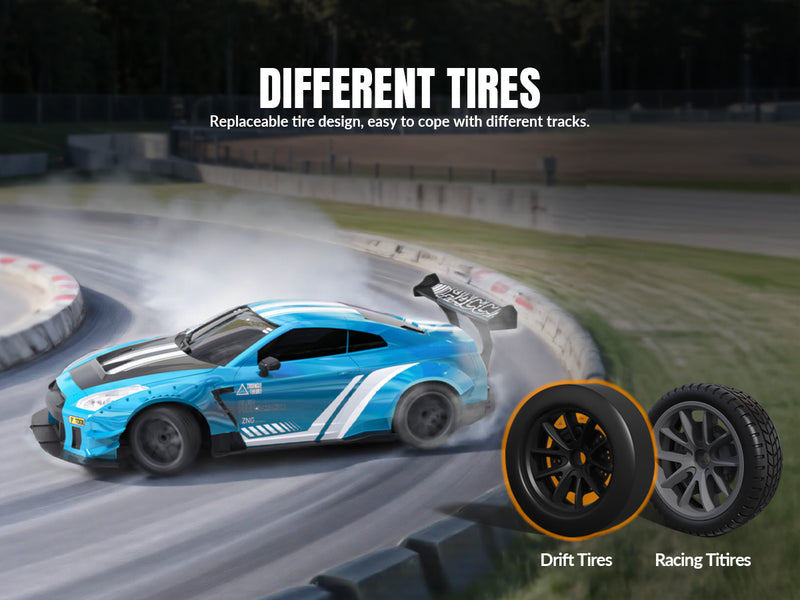 Racente 1:20 RC Drift Car 4WD, LED LEGGE, 2 batterie blu
