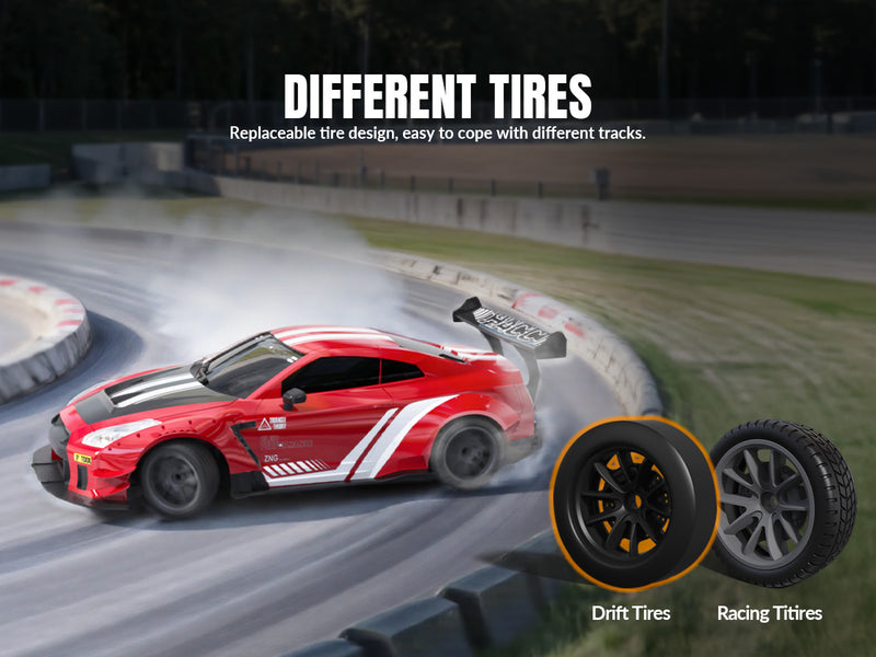 Racente 1:20 RC Drift Car 4WD, 2 batterie, doppio motore rosso