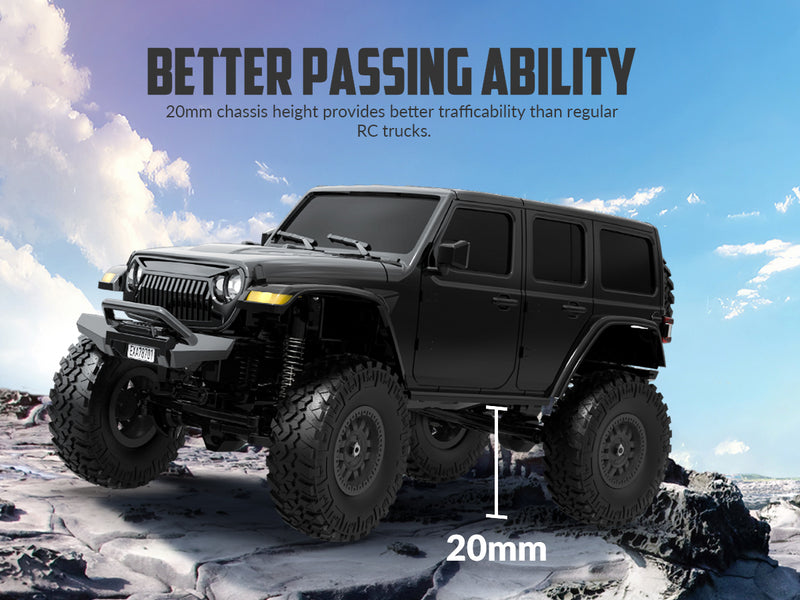 RACENT 1/24 Crawler RC Monster Truck Rock Climbing con luz LED (787-1 Black)