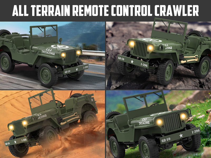 RACENT RC Crawler Simulation à l'échelle 1:10 d'une voiture tout-terrain polyvalente 2.4G 1941 Mb Scaler Willys Jeep