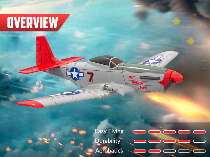 VOLANTEXRC MUSTANG P51D 2CH 400mm para crianças iniciantes (15,7 '') 76203