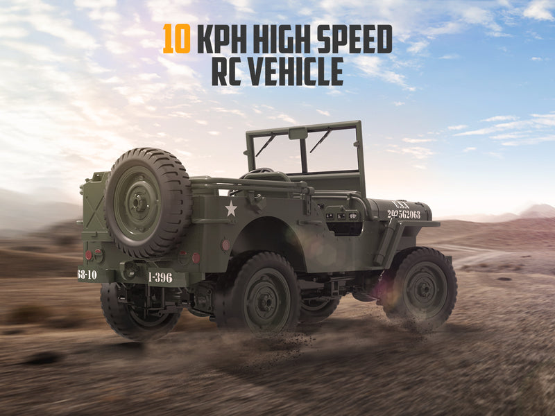 RACENT RC Crawler Simulation à l'échelle 1:10 d'une voiture tout-terrain polyvalente 2.4G 1941 Mb Scaler Willys Jeep