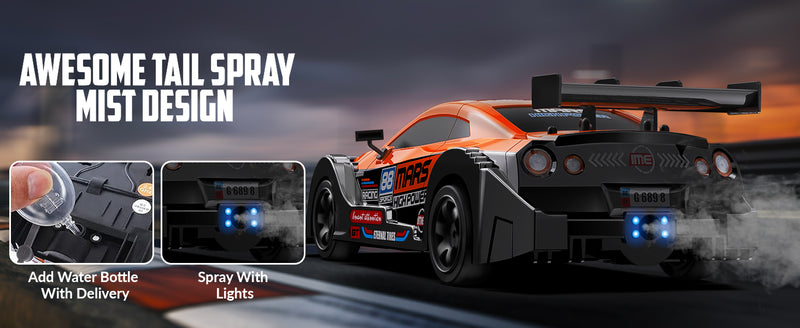 RACENT 1:16 RC Drift Car 4WD 18KM/H, 2 batterie, modello sportivo veicolo giocattolo per bambini, ragazzi, adulti