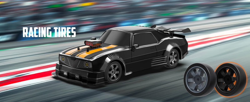 Auto da drift RC RACENT in scala 1:16, auto telecomandata 2.4Ghz 4WD 18KM/H con nebbia spray, 2 batterie