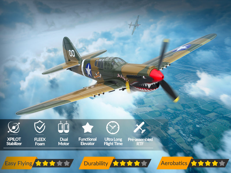 VOLANTEXRC Warhawk P40 (RTF) 4CH 400mm para iniciantes (15,7 '') 76113