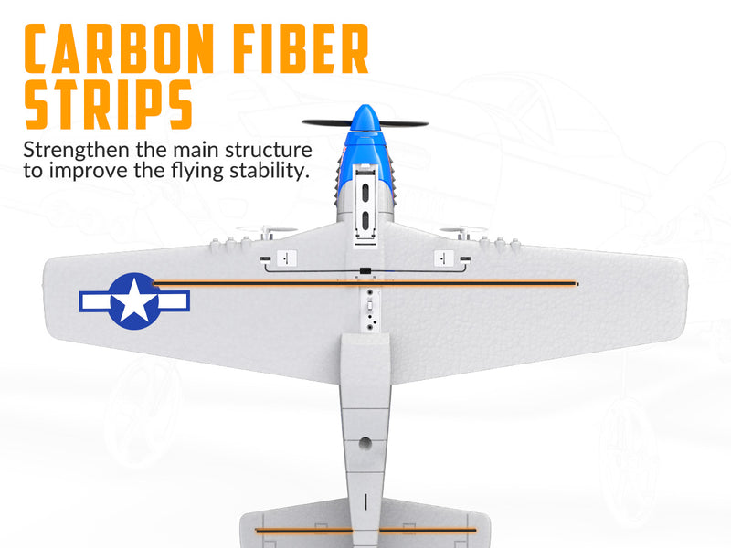 VOLANTEXRC P51D Mustang (RTF) 2CH 400mm Per bambini principianti (15.7'') 76203