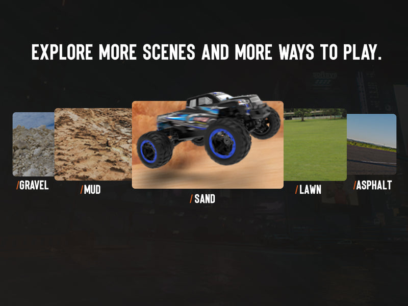Racent Crossy Remote Control 4x4 RC Truck 1/16 Scale 30mph Fast High Speed 4WD Off Road (With Red Car Shell)
