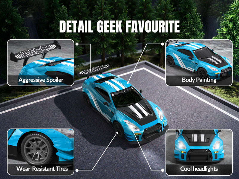 Racente 1:20 RC Drift Car 4WD, LED LEGGE, 2 batterie blu