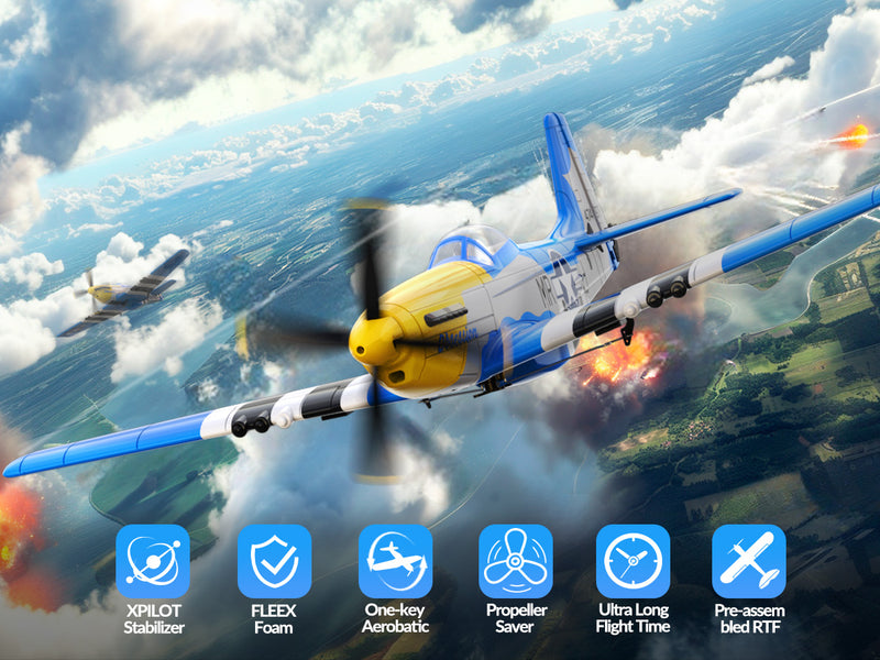 VOLANTEXRC Mustang P51 (RTF) 4CH 400mm com giroscópio (15,7 '') 76105
