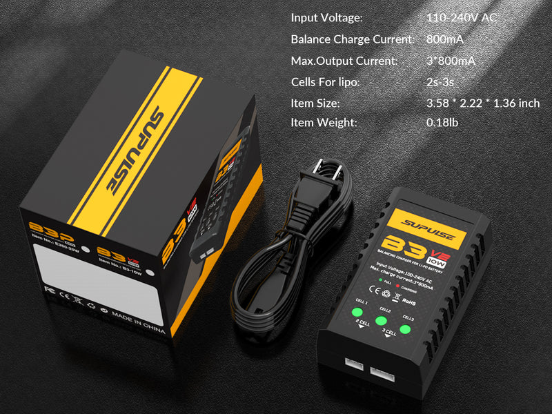 SUPULSE 7.4-11.1V 2S-3S 10W LIPO Bateria AC Pro Compact RC Balanço Carregador de Best Seller Charger