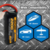 SUPULSE 2pcs 14.8V 4S 2200mAh 50C Lipo Battery with XT60 Plug - EXHOBBY