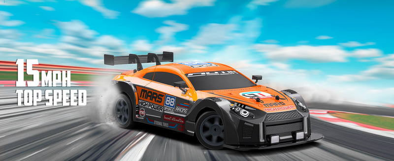 RACENT 1:16 RC Drift Car 4WD 18 km/h, 2 Batterien, Sportmodell-Spielzeugfahrzeug für Kinder, Jungen, Erwachsene