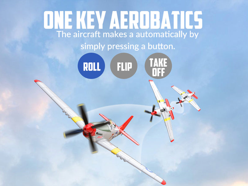 VOLANTEXRC Mustang P51 Rojo (RTF) 4CH 400 mm para principiantes (15,7 '') 76105