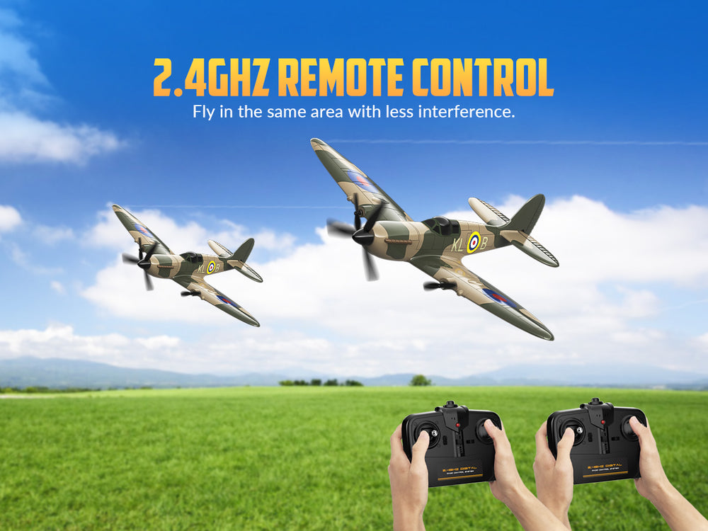 VOLANTEXRC 76205 Spitfire RC Plane RTF - 400mm 3CH Segunda Guerra Mundial Warbird com estabilizador XPilot Gyro