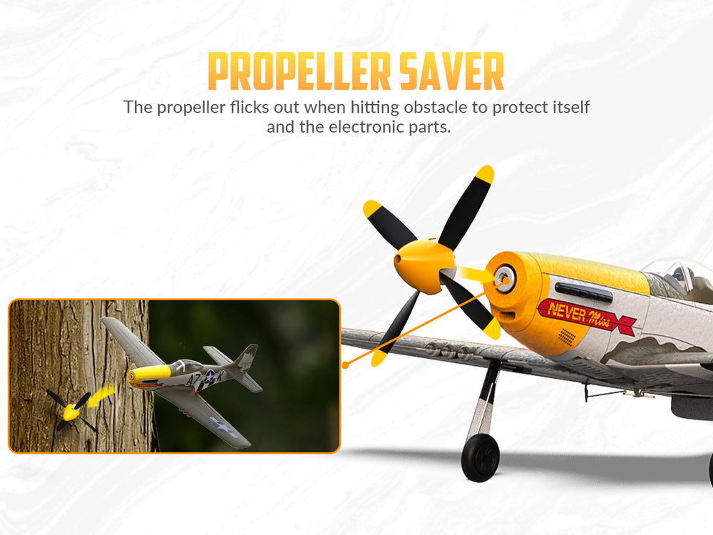 VOLANTEXRC 500 mm P-51D Mustang (76802) PNP ohne Funk, Akku und Ladegerät