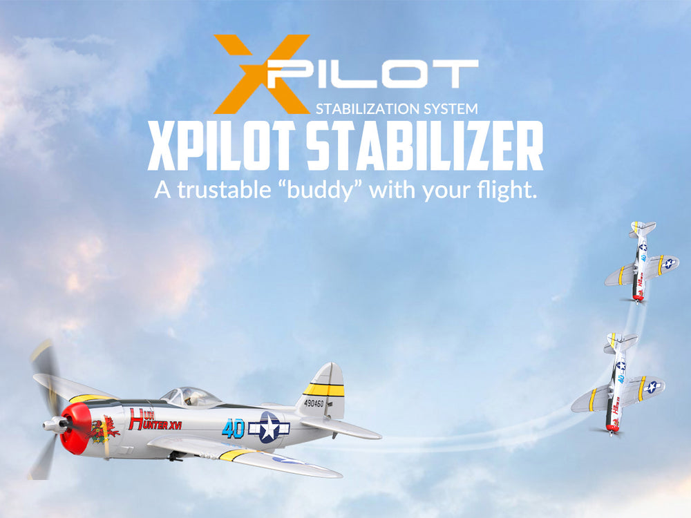 Avion radiocommandé VOLANTEXRC P47 Thunderbolt RTF - Warbird 4 canaux avec gyroscope &  Double alarme (2 piles)