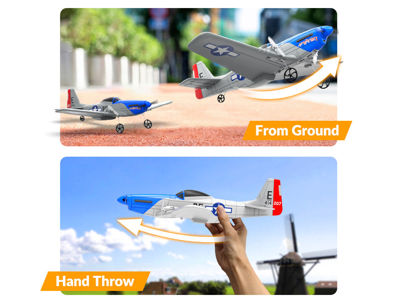 VOLANTEXRC P51D Mustang (RTF) 2CH 400mm Für Kinder Anfänger (15,7'') 76203