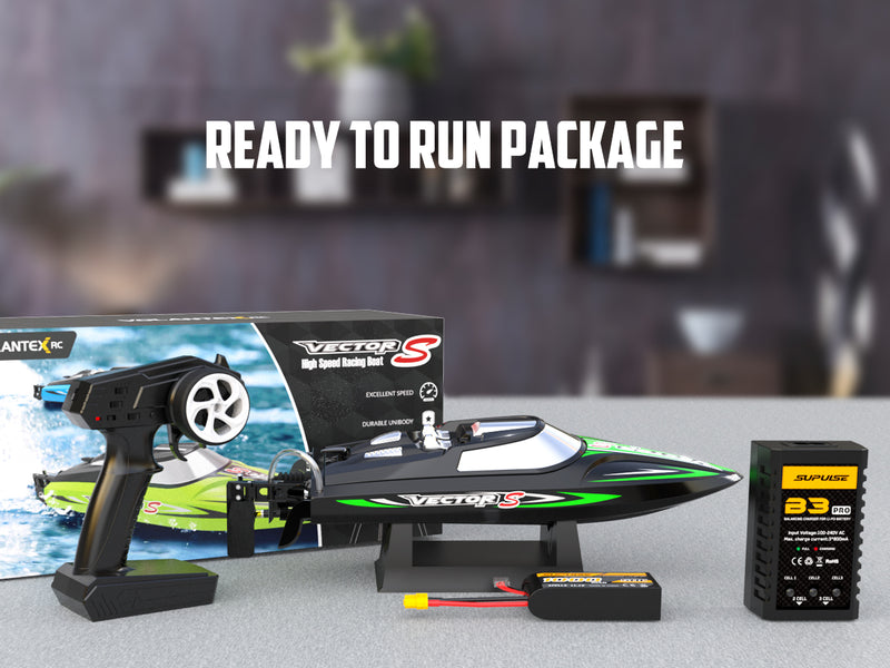 VOLANTEXRC Vector S Barco RC de alta velocidad con función de auto-enderezamiento y marcha atrás para piscina y lago (797-4 negro)