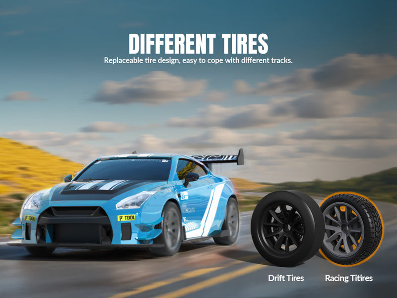 Racent 1:20 RC Drift Car 4Wd, LED Light, 2 baterías azules