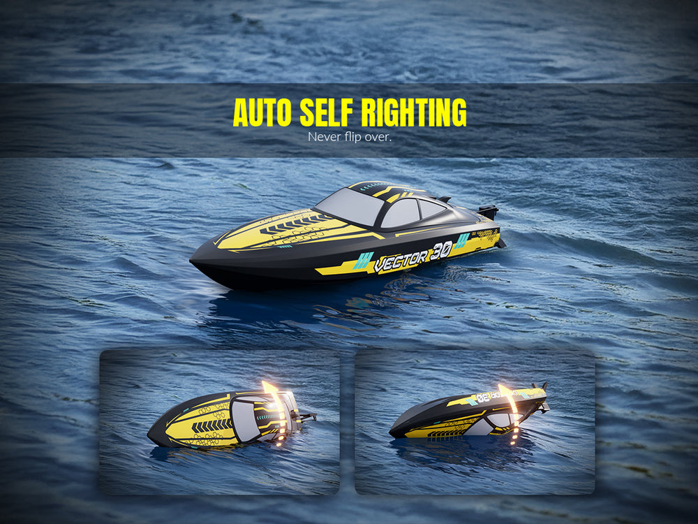 VOLANTEXRC Vector 30: 30mph High-Speed RC Boat with Self-Righting & Reverse