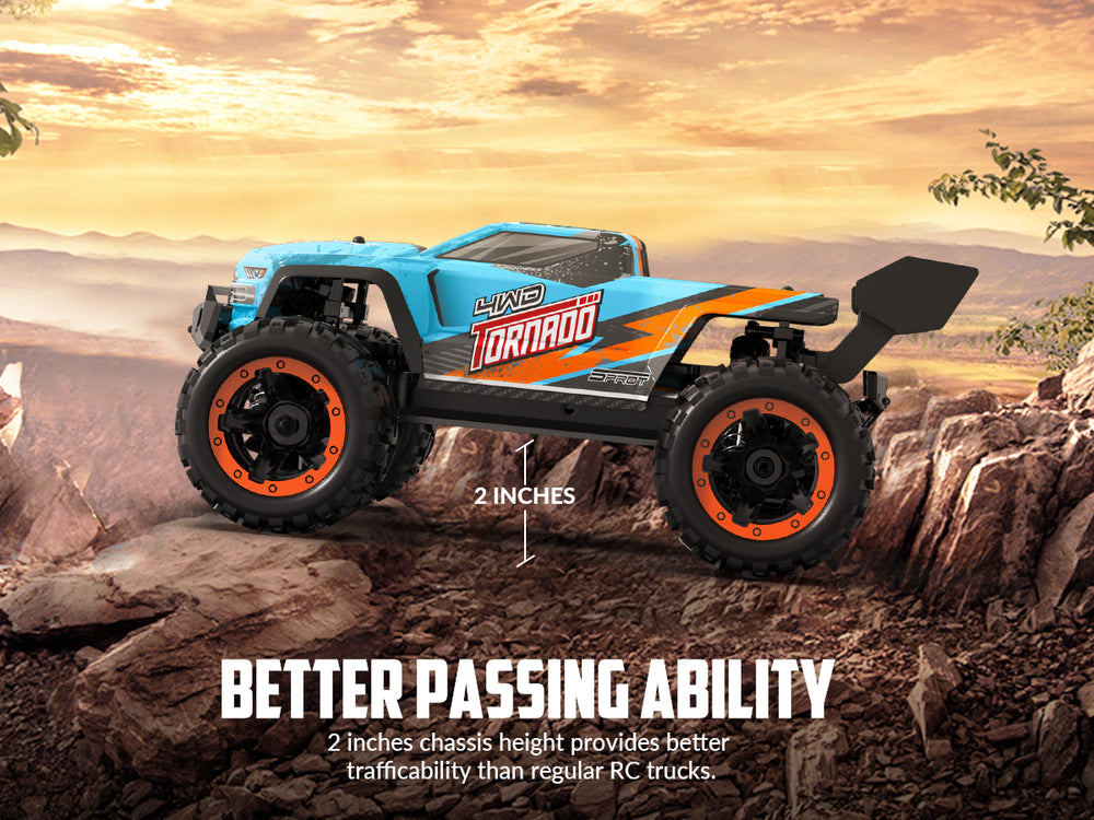 RACENT Tornado azul 1/16 4WD todoterreno RC coche 30MPH