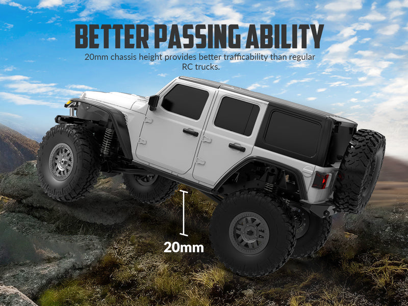 RACENT 1/24 Crawler RC Monster Truck Rock Climbing con luz LED (787-1 White)
