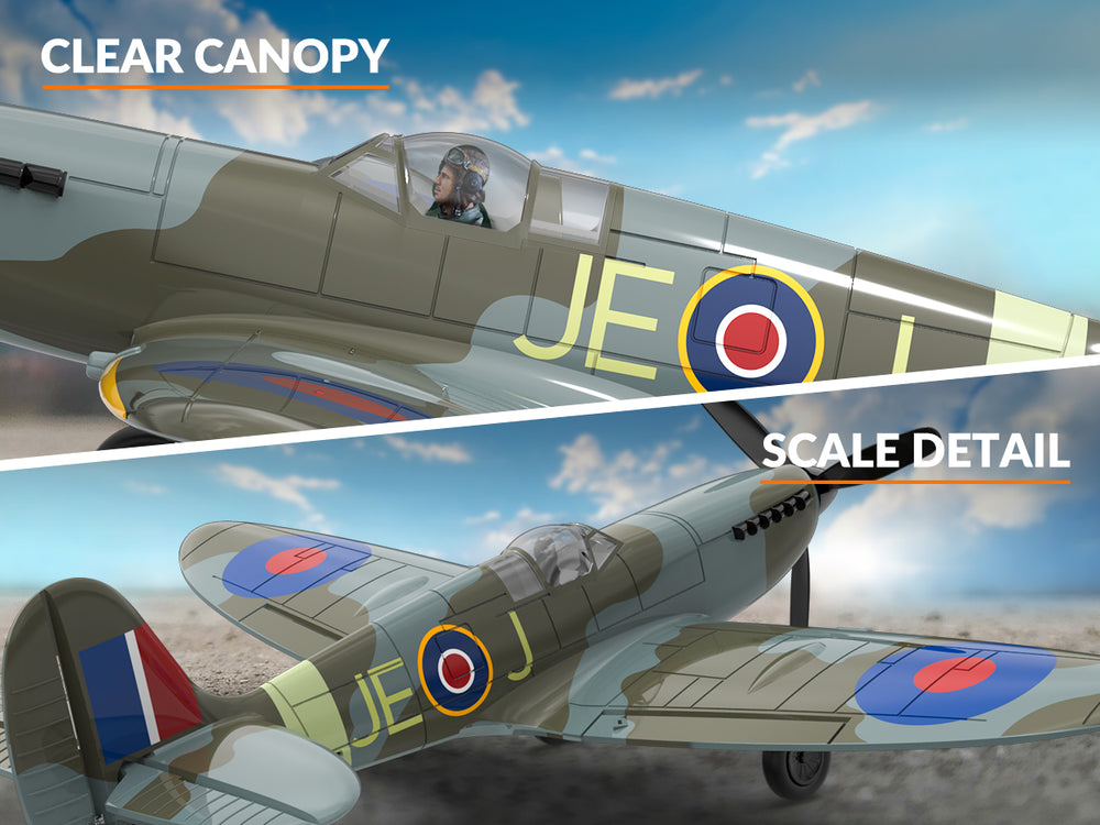 VolantexRC Spitfire V2 RTF Einsteiger-RC-Flugzeug – 4-Kanal-Warbird mit Gyro