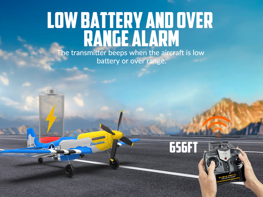 Aereo RC P-51 Mustang a 4 canali RTF con giroscopio Xpilot - VOLANTEXRC
