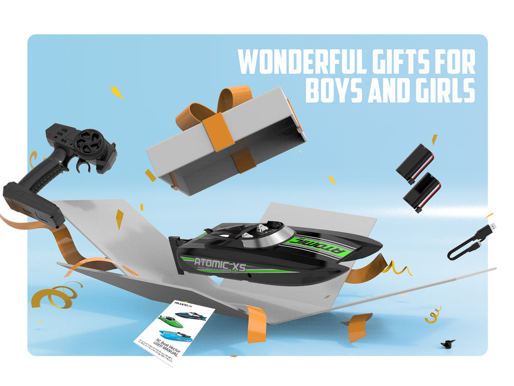 VOLANTEXRC Atomic XS Bateau télécommandé avec 2 piles et fonction marche arrière (795-5 Noir)