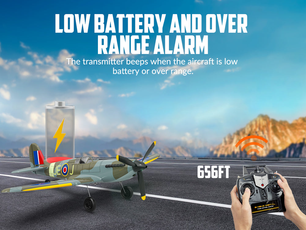 VolantexRC Spitfire V2 RTF Einsteiger-RC-Flugzeug – 4-Kanal-Warbird mit Gyro