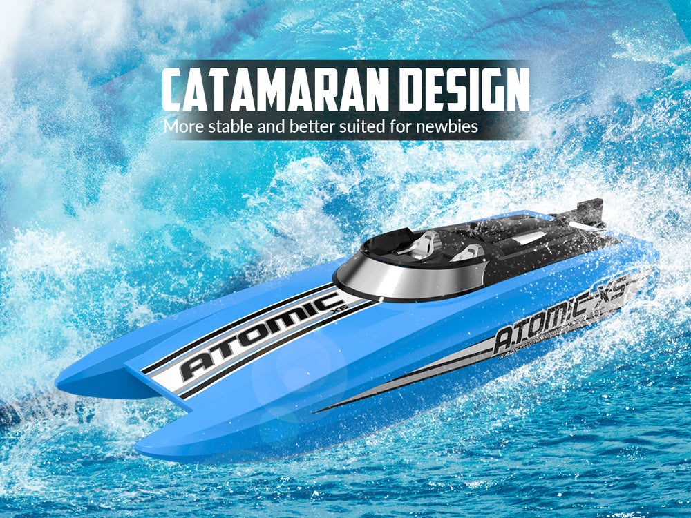 Lancha teledirigida de alta velocidad VolantexRC Atomic XS con 2 baterías (más de 32 km/h)