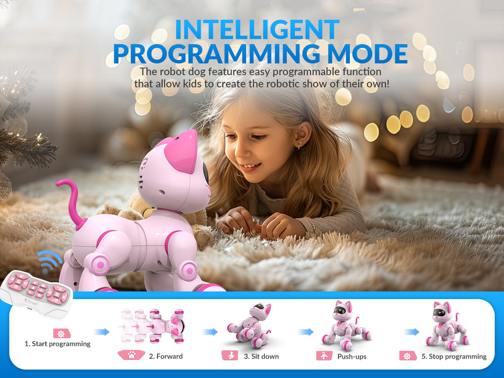 Controle remoto programável Stemtron e robô interativo CAT (rosa)