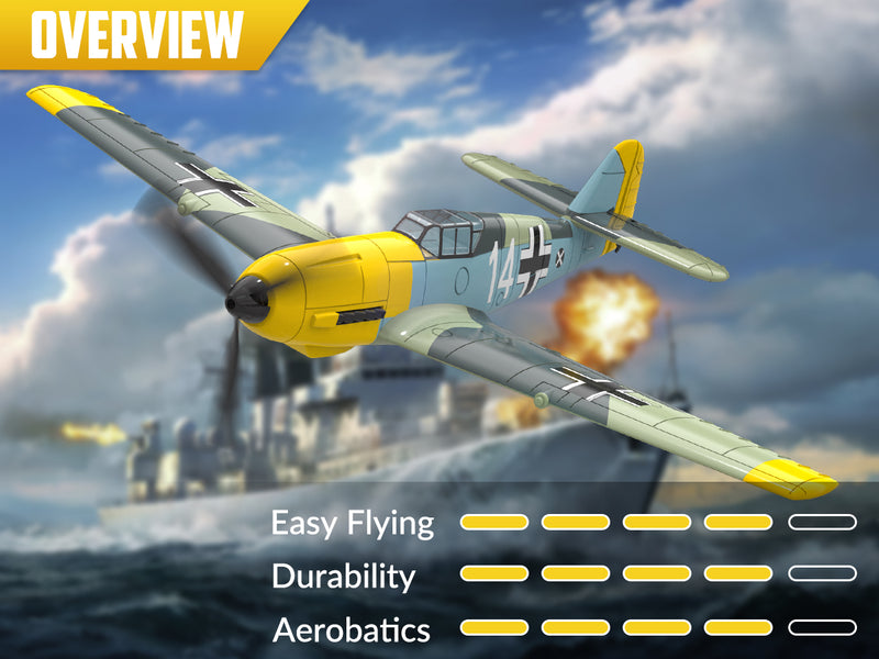 VOLANTEXRC BF109 Warbird 4 csatornás RTF távirányítós repülőgép kezdőknek Xpilot stabilizáló Easy Fly