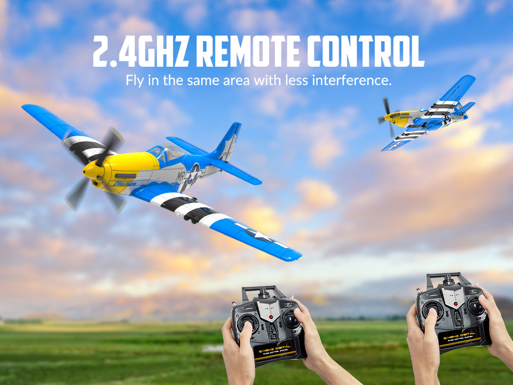 Aereo RC P-51 Mustang a 4 canali RTF con giroscopio Xpilot - VOLANTEXRC