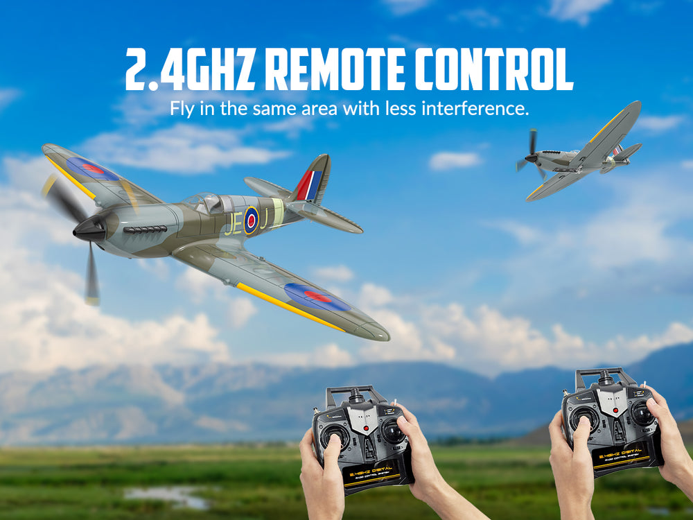 VolantexRC Spitfire V2 RTF Einsteiger-RC-Flugzeug – 4-Kanal-Warbird mit Gyro