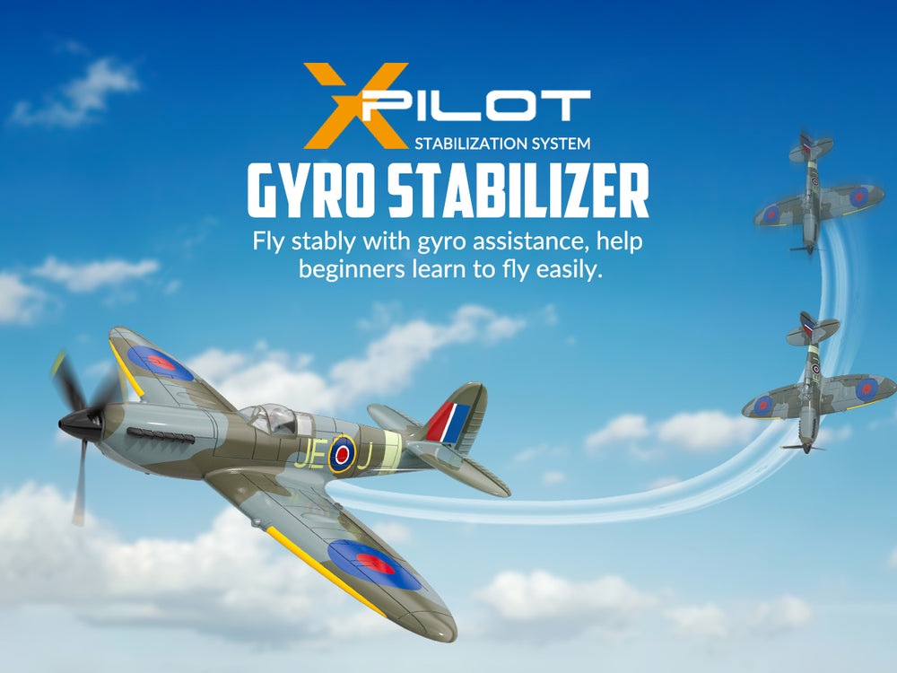 VolantexRC Spitfire V2 RTF Einsteiger-RC-Flugzeug – 4-Kanal-Warbird mit Gyro