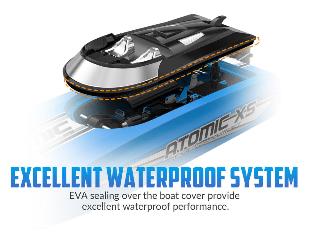 Lancha teledirigida de alta velocidad VolantexRC Atomic XS con 2 baterías (más de 32 km/h)