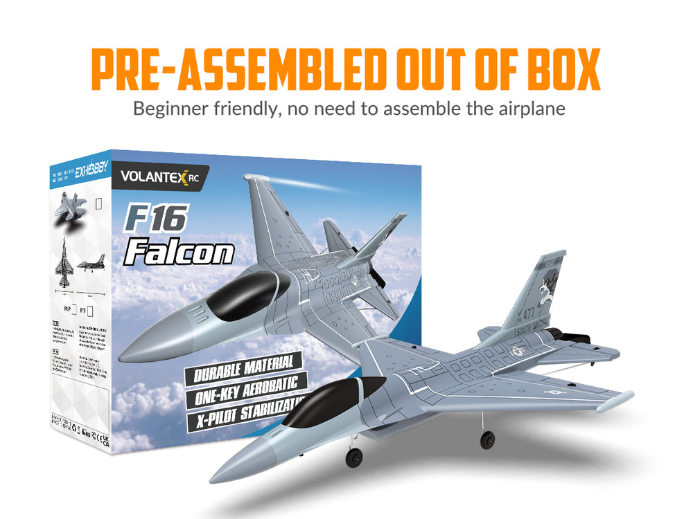 VOLANTEXRC F16 Fighting Falcon 4CH RTF RC Jet com Xpilot (76110)