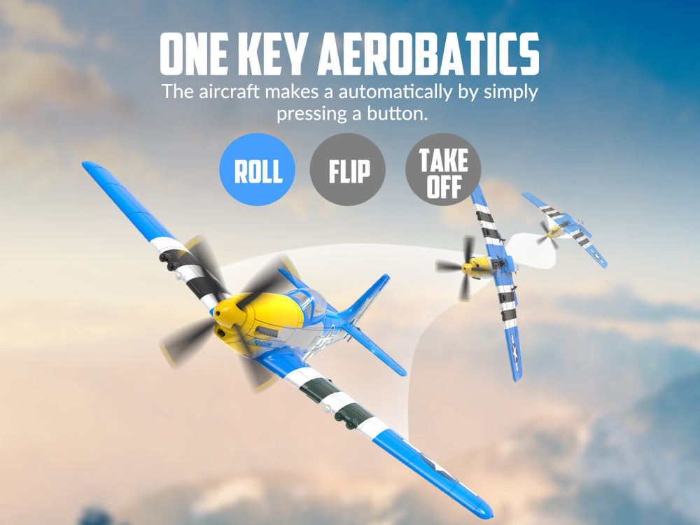 Aereo RC P-51 Mustang a 4 canali RTF con giroscopio Xpilot - VOLANTEXRC