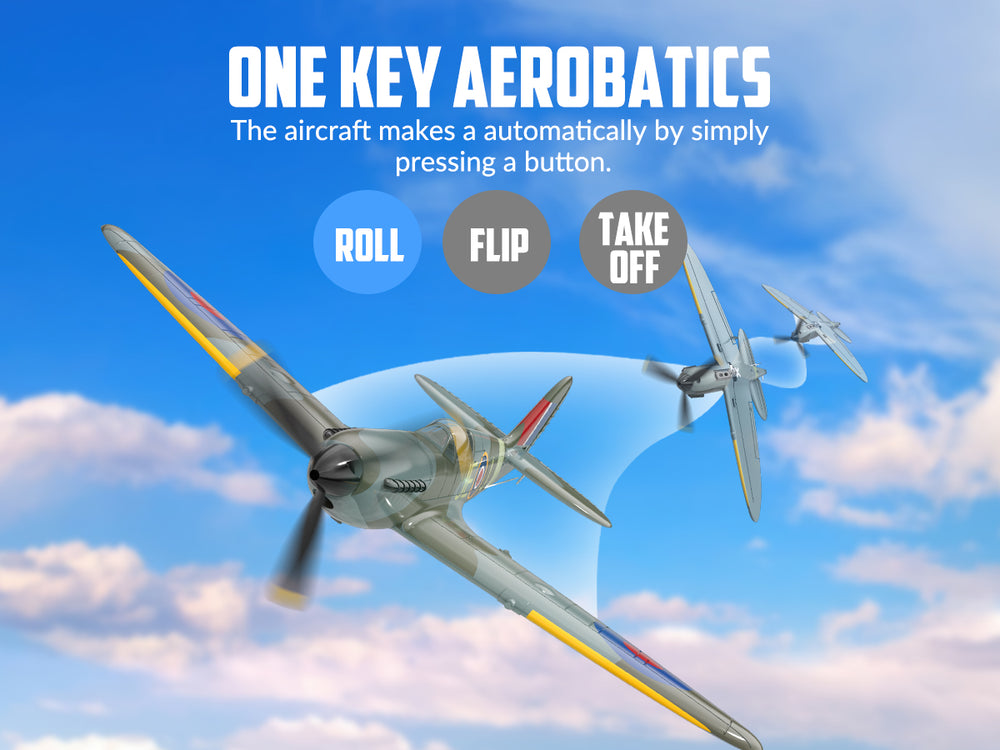 VolantexRC Spitfire V2 RTF Einsteiger-RC-Flugzeug – 4-Kanal-Warbird mit Gyro