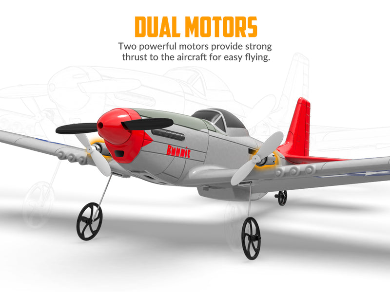 VOLANTEXRC MUSTANG P51D 2CH 400mm para crianças iniciantes (15,7 '') 76203