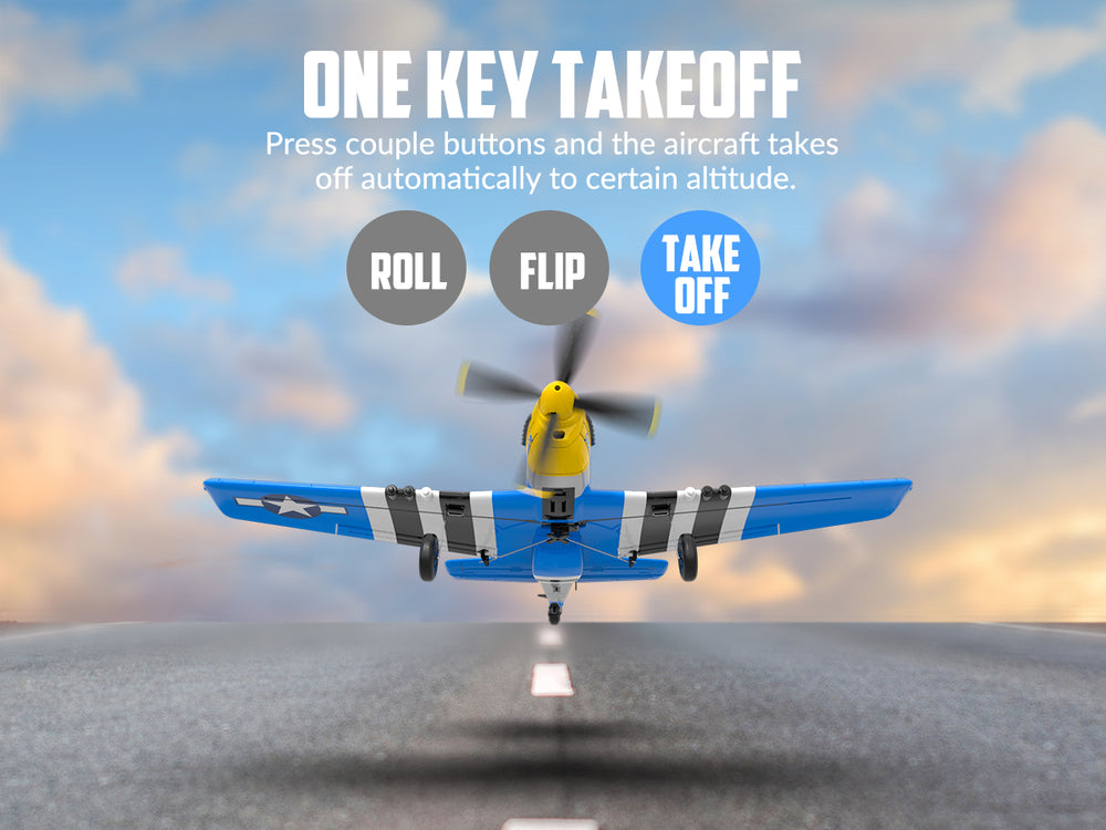 Aereo RC P-51 Mustang a 4 canali RTF con giroscopio Xpilot - VOLANTEXRC