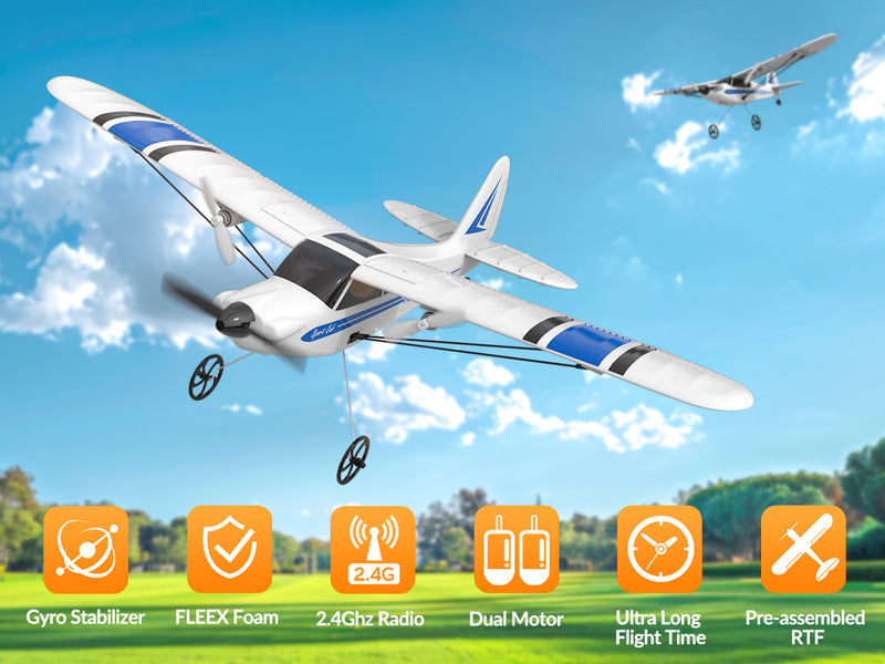 VOLANTEXRC Sport Cub S2 RC Flugzeug mit Gyro-Stabilisierungssystem Flugbereit für Anfänger 2-CH Ferngesteuertes Flugzeug RTF (762-2)