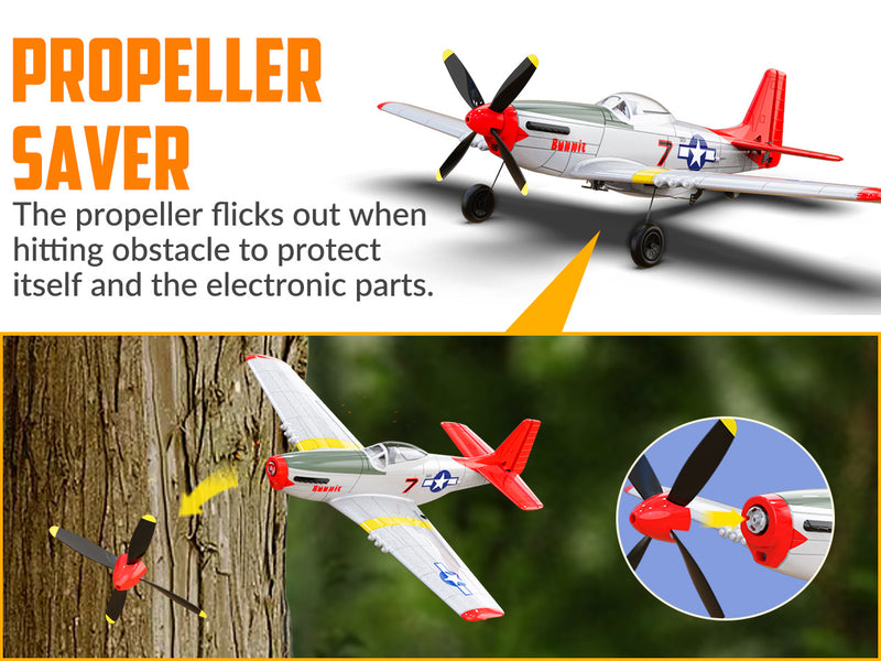 VOLANTEXRC Mustang P51 Rojo (RTF) 4CH 400 mm para principiantes (15,7 '') 76105