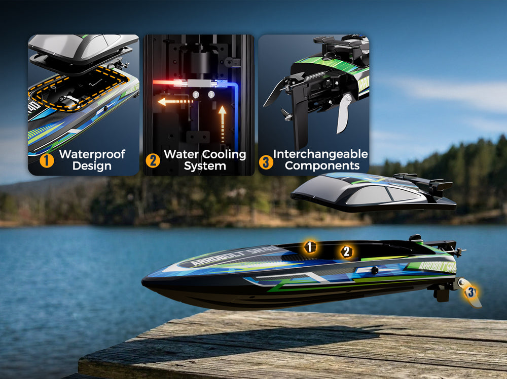 VOLANTEXRC Green SR40 Bateau RC sans balais 30+MPH (79705)