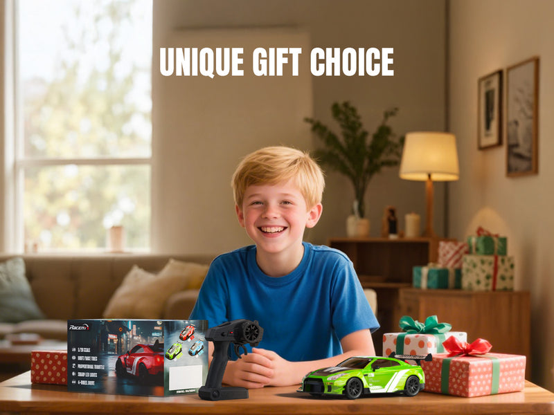 Racent 1:20 RC Drift Car 4WD, LED Light, 2 baterías, Dual Motor Green