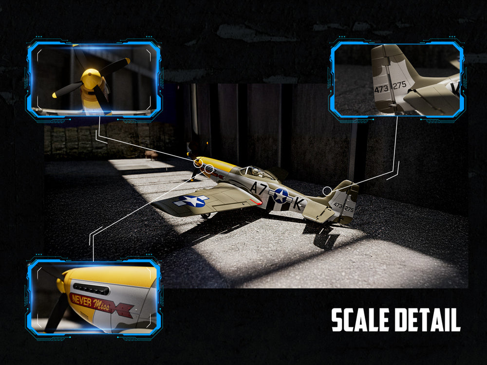 VOLANTEXRC P-51 Mustang Avion RC sans balais 500 mm RTF avec gyroscope