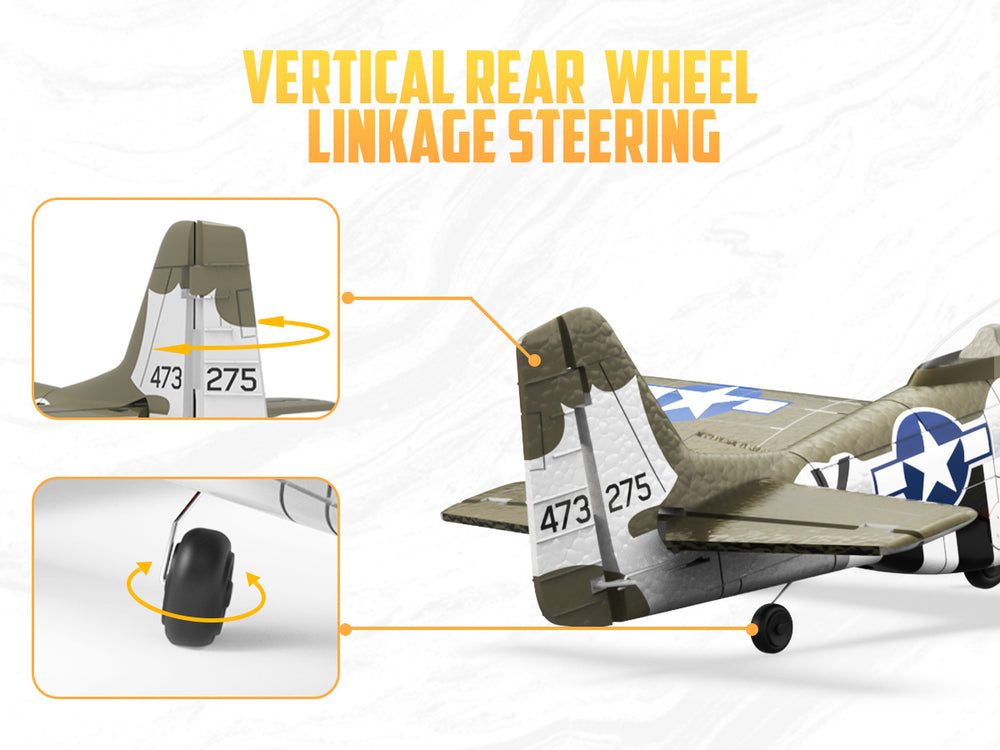VOLANTEXRC 500 mm P-51D Mustang (76802) PNP ohne Funk, Akku und Ladegerät