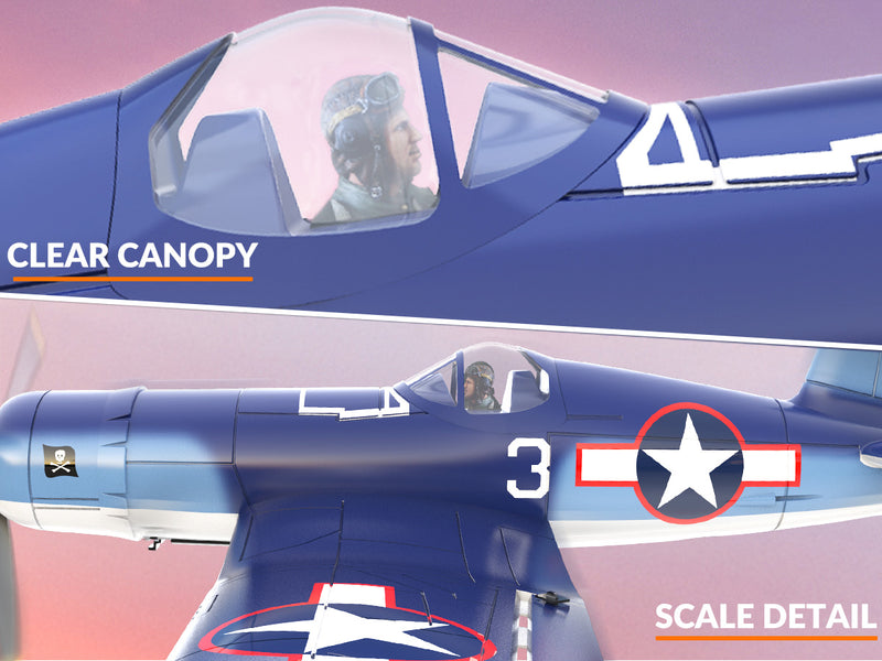 VOLANTEXRC Corsair F4U V2 (RTF) 4CH 400mm with One key Aerobatic (15.7'') 76108